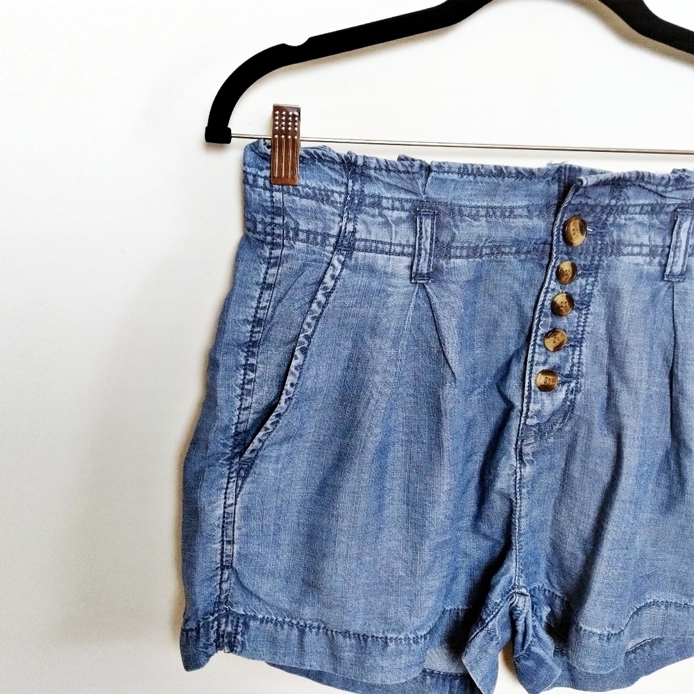American Eagle Outfitters Blue Paperbag Waist Shorts - Picture 3 of 7